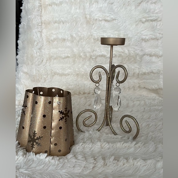 Sparkly Gold painted chandelier candle holder Christmas decor - Picture 7 of 7